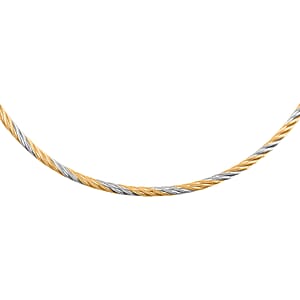 Doorbuster Italian Twisted Omega Chain Necklace in 14K YG and Rhodium Over Sterling Silver 19.25 Grams 17 Inches