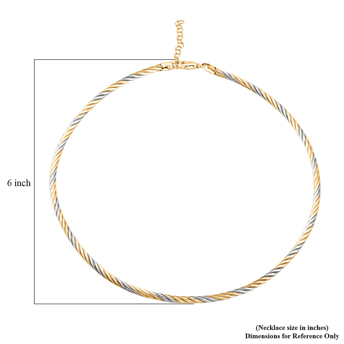 Doorbuster Italian Twisted Omega Chain Necklace in 14K YG and Rhodium Over Sterling Silver 19.25 Grams 17 Inches image number 5