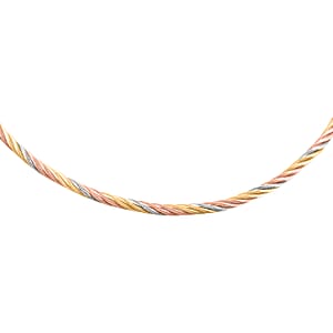  Italian Twisted Omega Chain Necklace in 14K YRG and Rhodium Over Sterling Silver 19.15 Grams 17 Inches