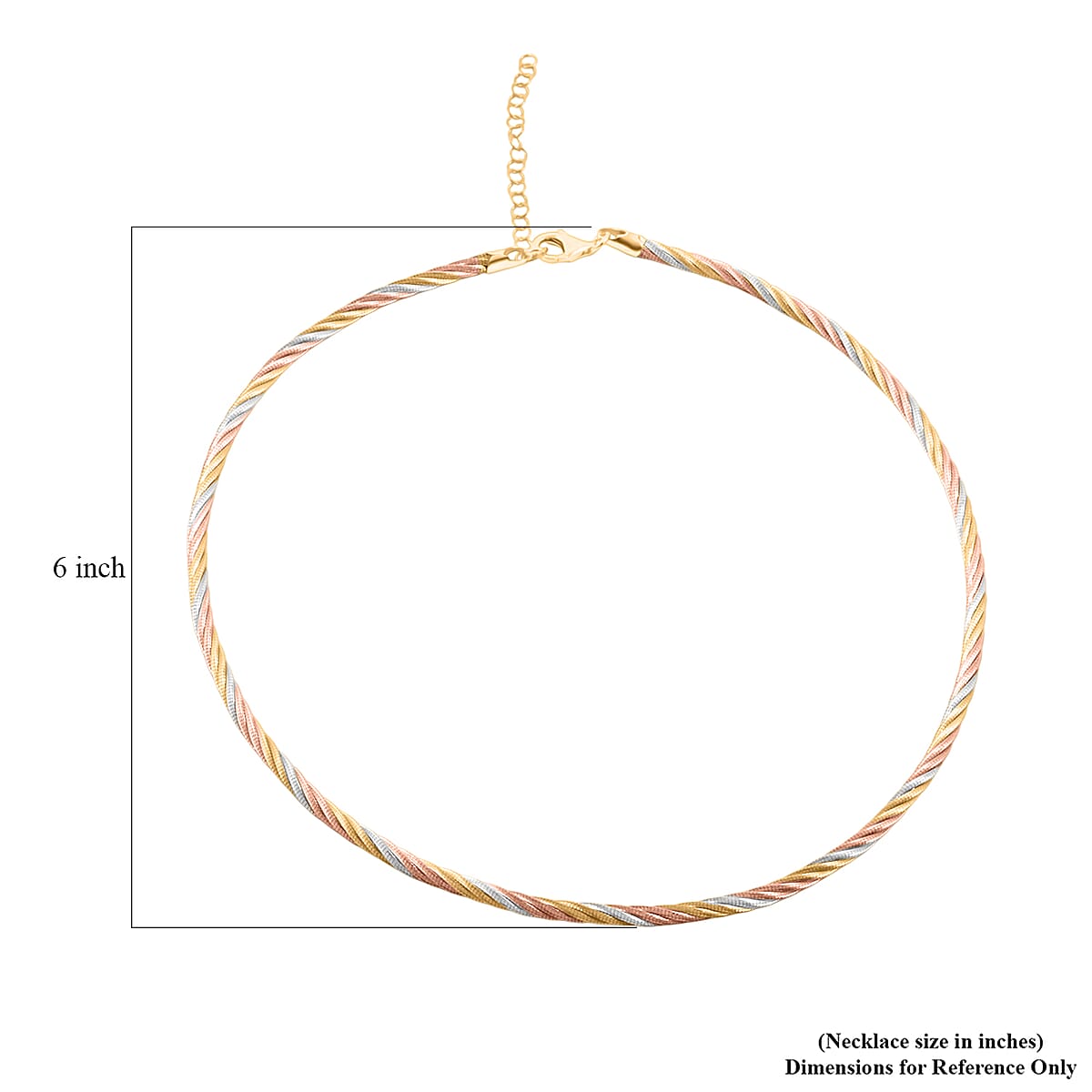  Italian Twisted Omega Chain Necklace in 14K YRG and Rhodium Over Sterling Silver 19.15 Grams 17 Inches image number 5