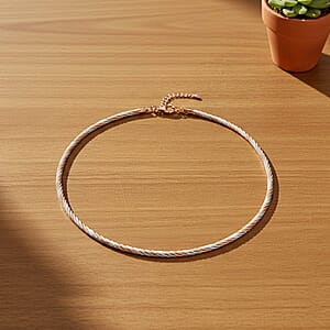  Italian Twisted Omega Chain Necklace in 14K RG and Rhodium Over Sterling Silver 19.07 Grams 17 Inches