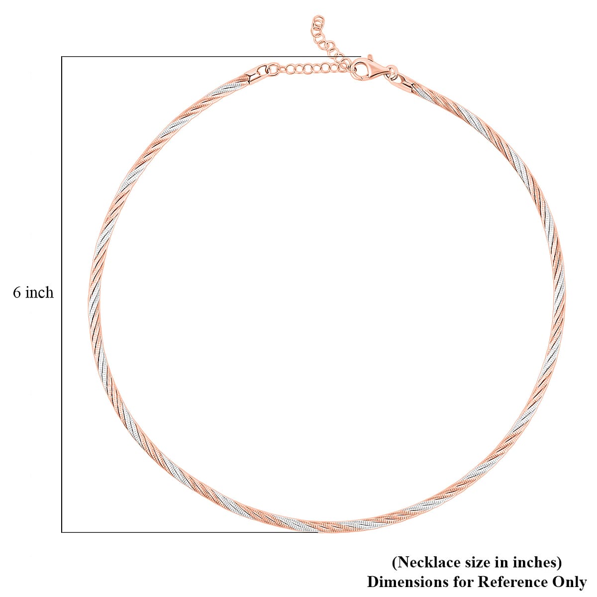  Italian Twisted Omega Chain Necklace in 14K RG and Rhodium Over Sterling Silver 19.07 Grams 17 Inches image number 5