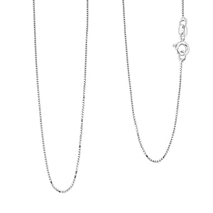 Italian Diamond-cut Chain Necklace in Rhodium Over Sterling Silver 1.28 Grams 18 Inches
