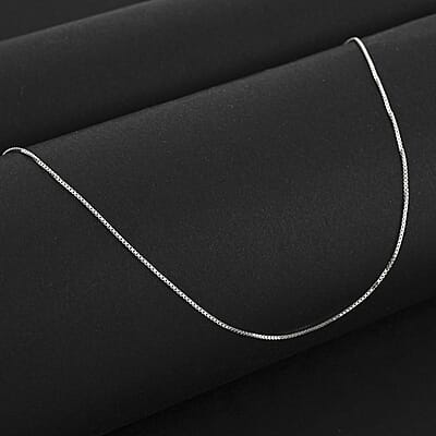 Italian Diamond-cut Chain Necklace in Rhodium Over Sterling Silver 1.28 Grams 18 Inches