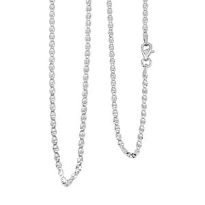 Italian Valentine Chain Necklace in Rhodium Over Sterling Silver 2.48 Grams 18 Inches