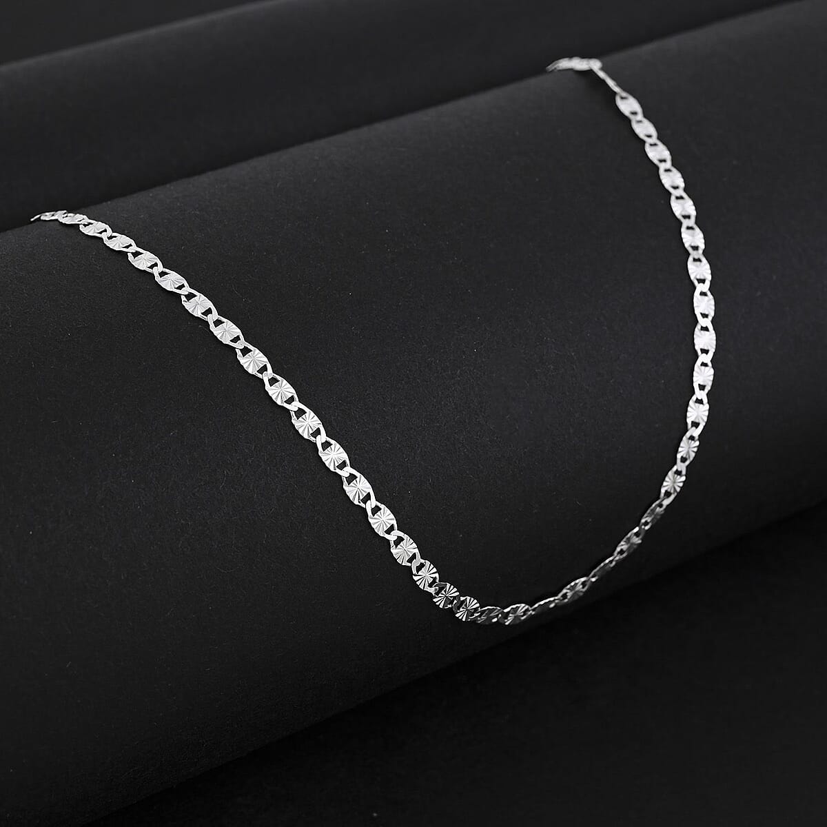Italian Valentine Chain Necklace in Rhodium Over Sterling Silver 2.48 Grams 18 Inches image number 1