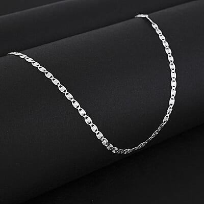 Italian Valentine Chain Necklace in Rhodium Over Sterling Silver 2.48 Grams 18 Inches