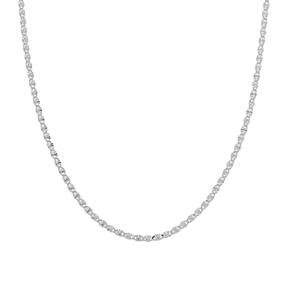 Italian Valentine Chain Necklace in Rhodium Over Sterling Silver 2.48 Grams 18 Inches