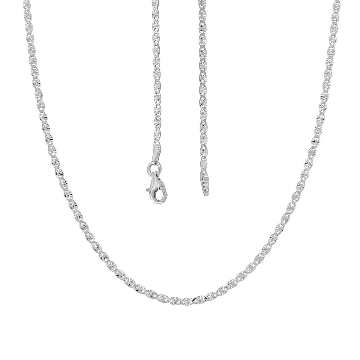 Italian Valentine Chain Necklace in Rhodium Over Sterling Silver 2.48 Grams 18 Inches image number 3