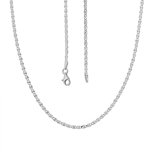 Italian Valentine Chain Necklace in Rhodium Over Sterling Silver 2.48 Grams 18 Inches