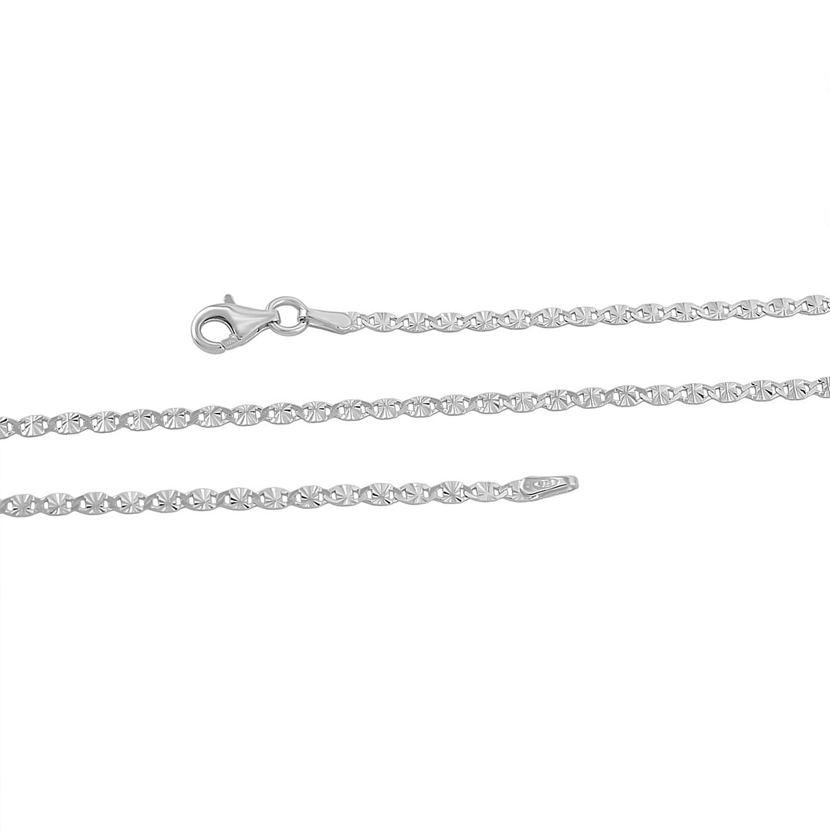Italian Valentine Chain Necklace in Rhodium Over Sterling Silver 2.48 Grams 18 Inches image number 4