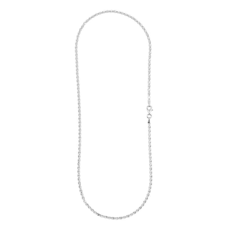 Italian Valentine Chain Necklace in Rhodium Over Sterling Silver 2.48 Grams 18 Inches