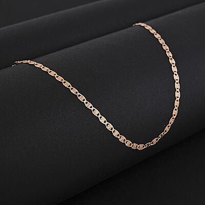 Italian Valentine Chain Necklace in 14K Rose Gold Over Sterling Silver 2.37 Grams 18 Inches