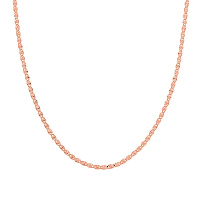 Italian Valentine Chain Necklace in 14K Rose Gold Over Sterling Silver 2.37 Grams 18 Inches