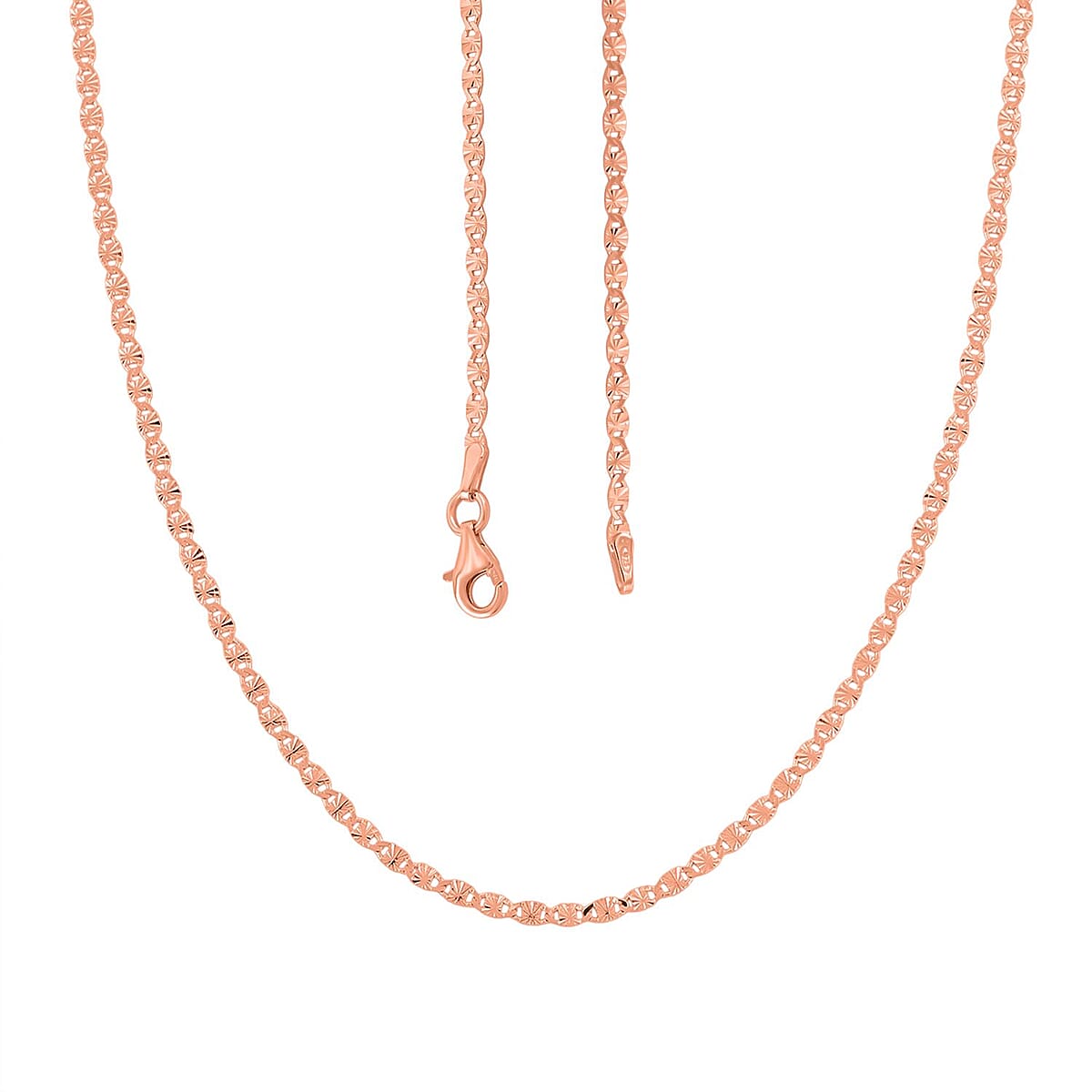 Italian Valentine Chain Necklace in 14K Rose Gold Over Sterling Silver 2.37 Grams 18 Inches image number 3