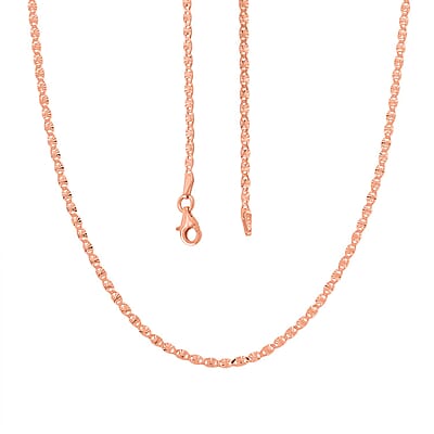 Italian Valentine Chain Necklace in 14K Rose Gold Over Sterling Silver 2.37 Grams 18 Inches