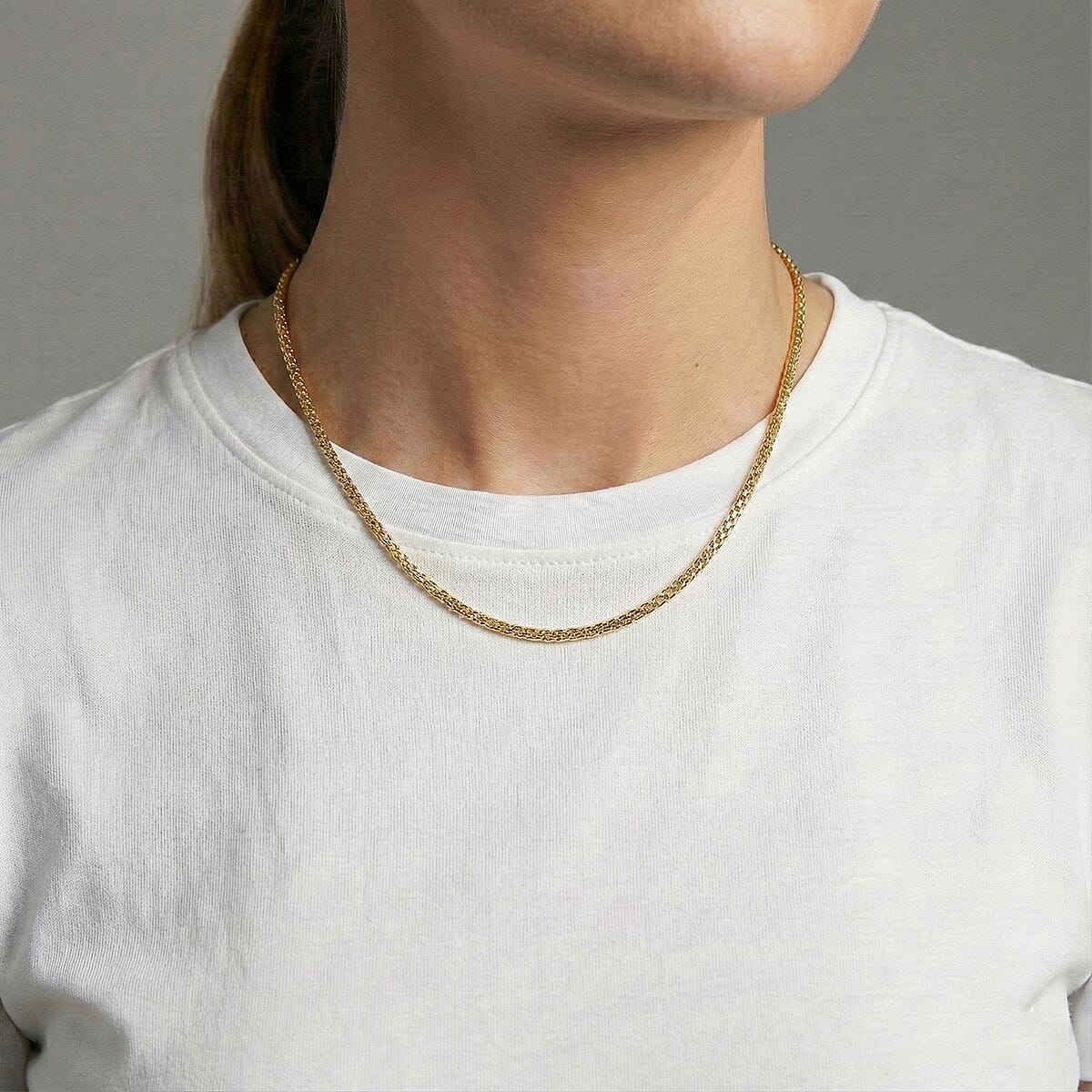 Italian Chain Necklace in 14K Yellow Gold Over Sterling Silver 3.12 Grams 18 Inches image number 2