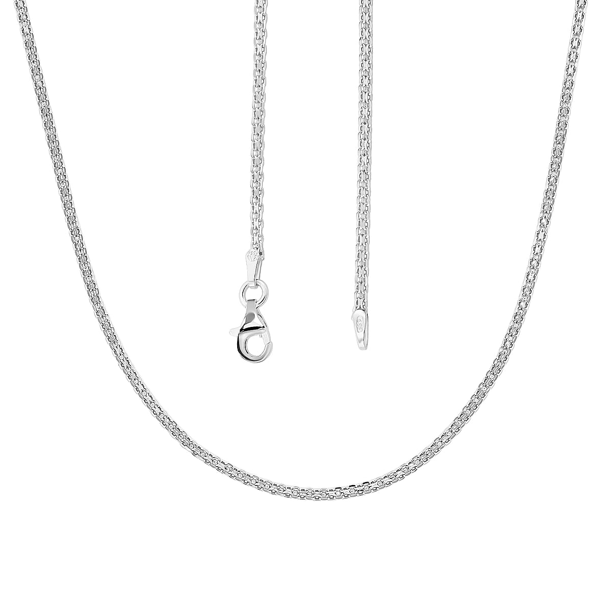 Italian Chain Necklace in Rhodium Over Sterling Silver 3.17 Grams 18 Inches image number 4