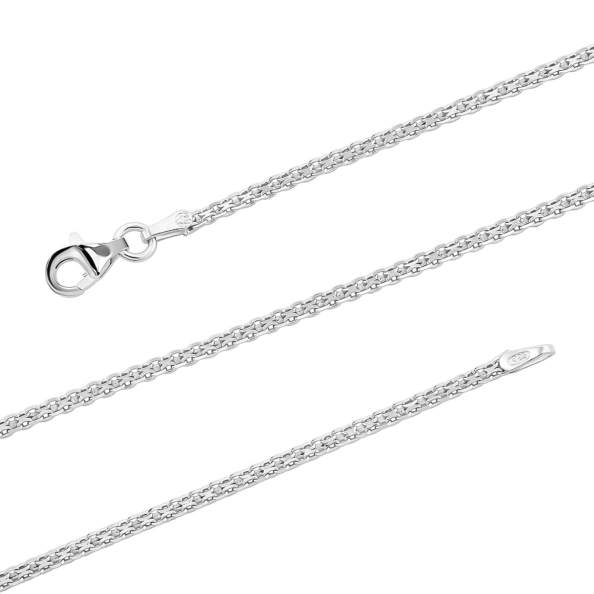 Italian Chain Necklace in Rhodium Over Sterling Silver 3.17 Grams 18 Inches image number 5