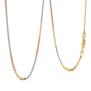 Italian Chain Necklace in 14K YRG and Rhodium Over Sterling Silver 2.98 Grams 18 Inches