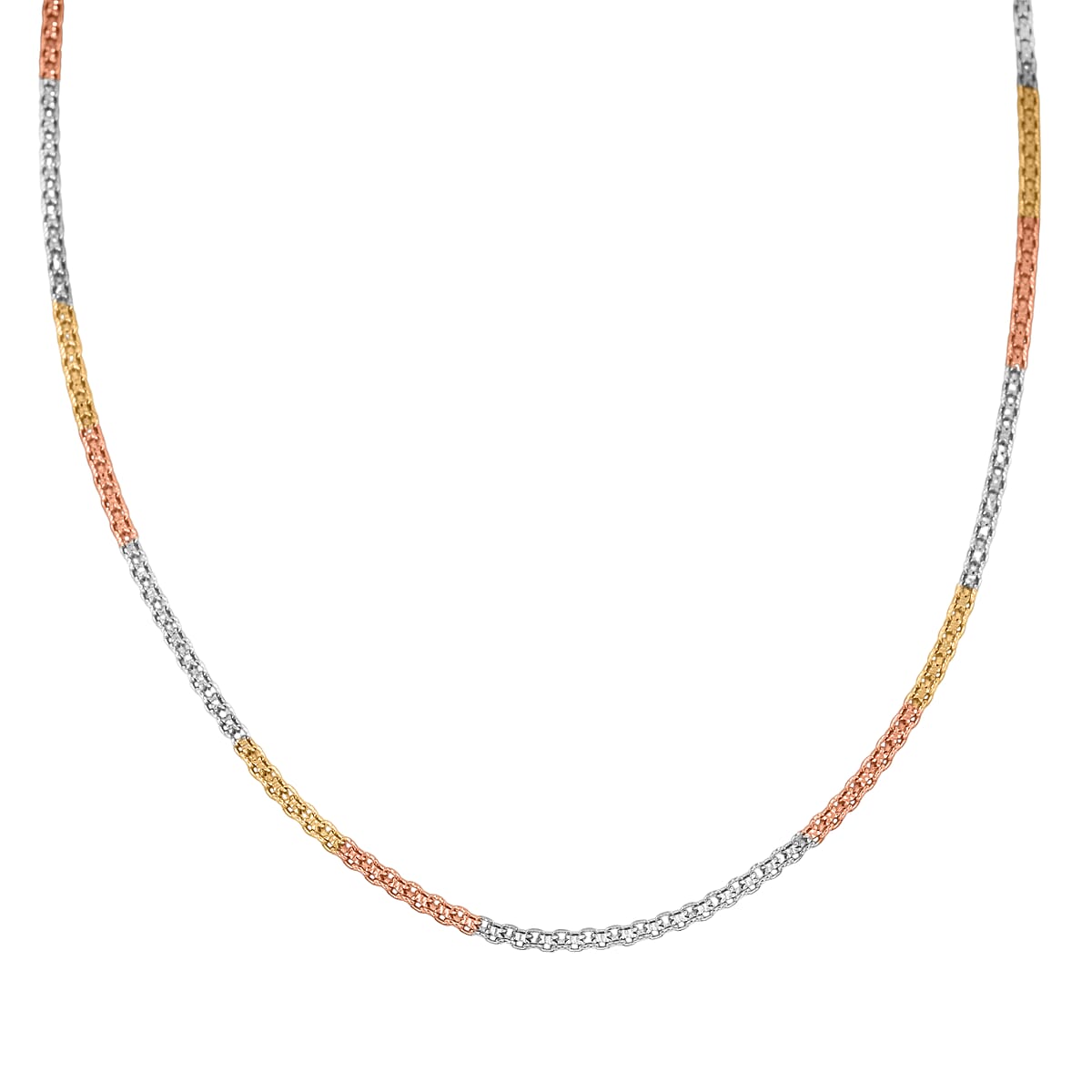 Italian Chain Necklace in 14K YRG and Rhodium Over Sterling Silver 2.98 Grams 18 Inches image number 3