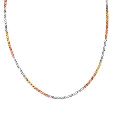 Italian Essential Link Chain Necklace in 14K YRG and Rhodium Over Sterling Silver 2.98 Grams 18 Inches