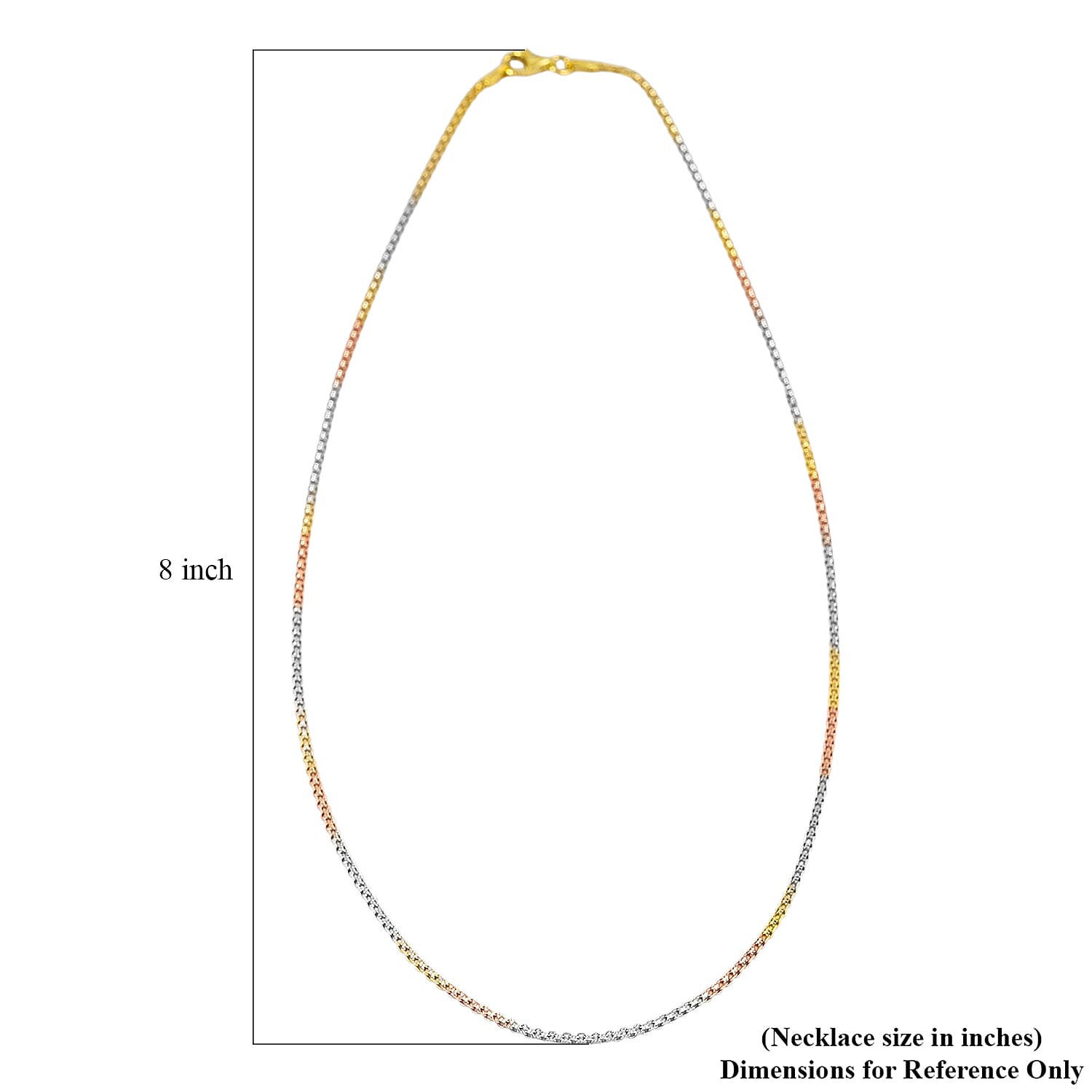 Italian Essential Link Chain Necklace in 14K YRG and Rhodium Over Sterling Silver 2.98 Grams 18 Inches