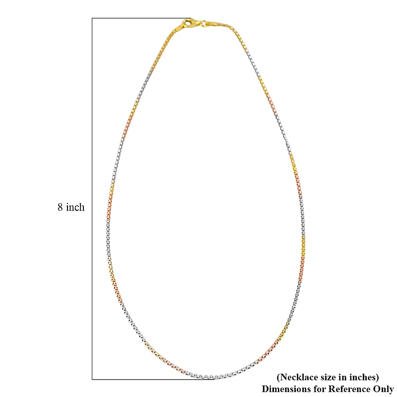 Italian Essential Link Chain Necklace in 14K YRG and Rhodium Over Sterling Silver 2.98 Grams 18 Inches
