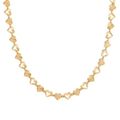Italian Radiant Hearts Chain Necklace in 14K Yellow Gold Over Sterling Silver 6.20 Grams 18 Inches