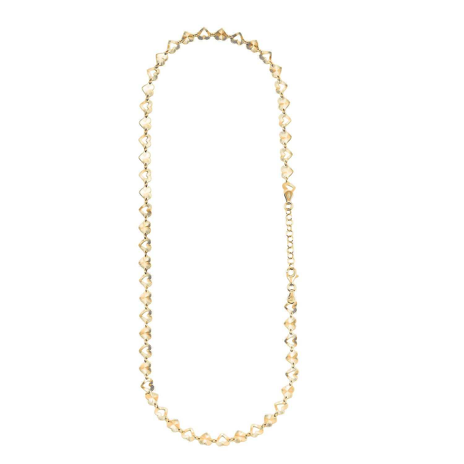 Italian Radiant Hearts Chain Necklace in 14K Yellow Gold Over Sterling Silver 6.20 Grams 18 Inches