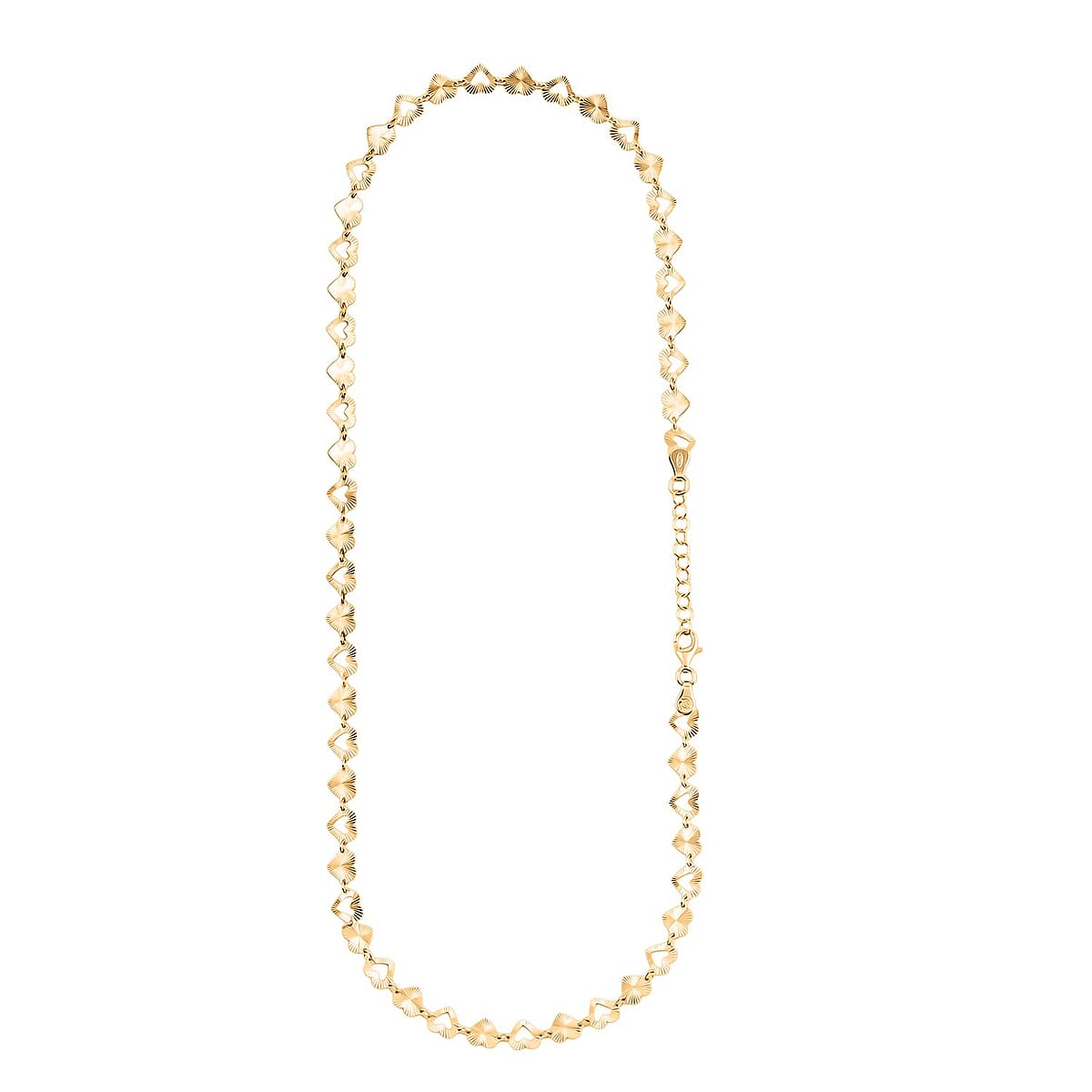 Italian Radiant Hearts Chain Necklace in 14K Yellow Gold Over Sterling Silver 6.20 Grams 18 Inches image number 5