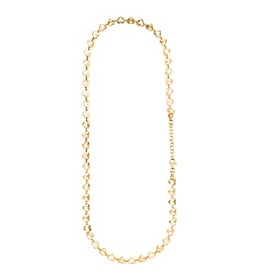 Italian Radiant Hearts Chain Necklace in 14K Yellow Gold Over Sterling Silver 6.20 Grams 18 Inches