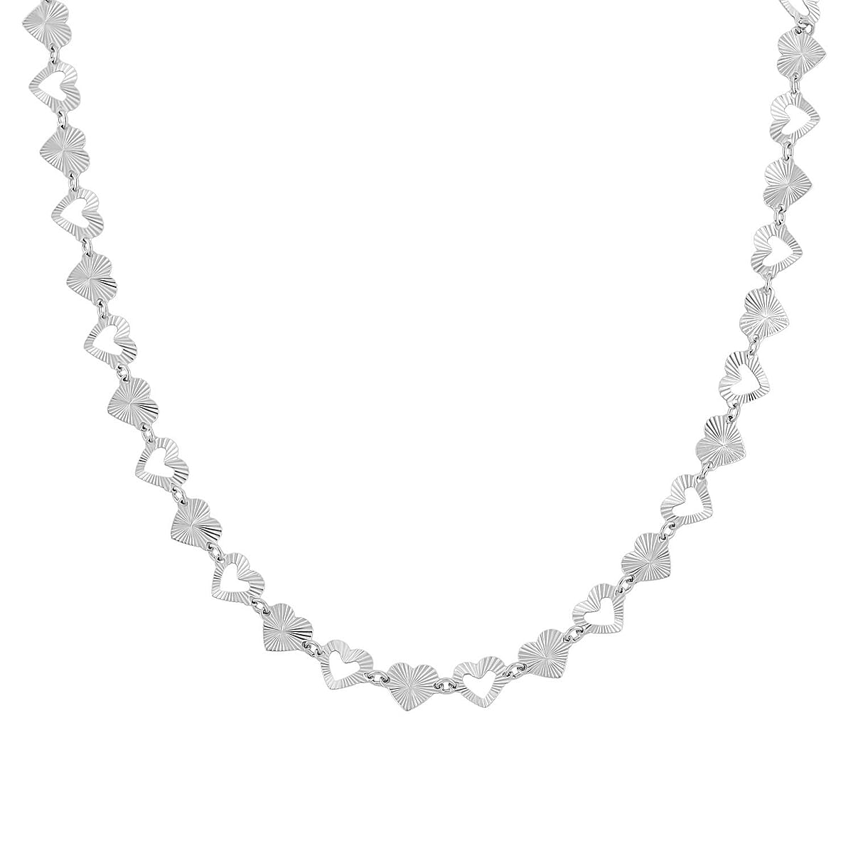 Italian Radiant Hearts Chain Necklace in Rhodium Over Sterling Silver 6.03 Grams 18 Inches image number 2