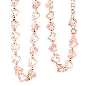 Italian Radiant Hearts Chain Necklace in 14K Rose Gold Over Sterling Silver 6.11 Grams 18 Inches