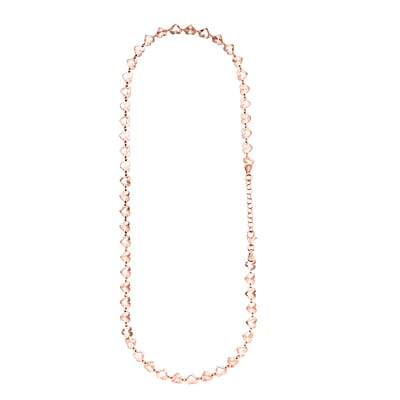 Italian Radiant Hearts Chain Necklace in 14K Rose Gold Over Sterling Silver 6.11 Grams 18 Inches