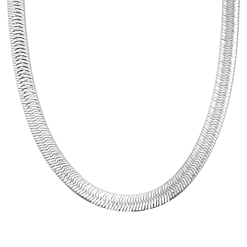 Italian Chain Necklace in Rhodium Over Sterling Silver 12.87 Grams 18 Inches