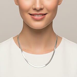 Italian Chain Necklace in Rhodium Over Sterling Silver 12.87 Grams 18 Inches