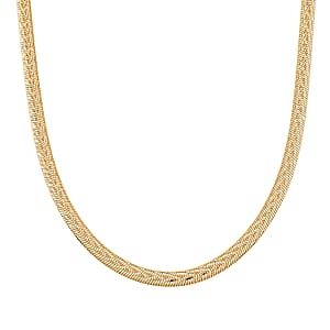 Italian Herringbone Chain Necklace in 14K Yellow Gold Over Sterling Silver 12.59 Grams 18 Inches