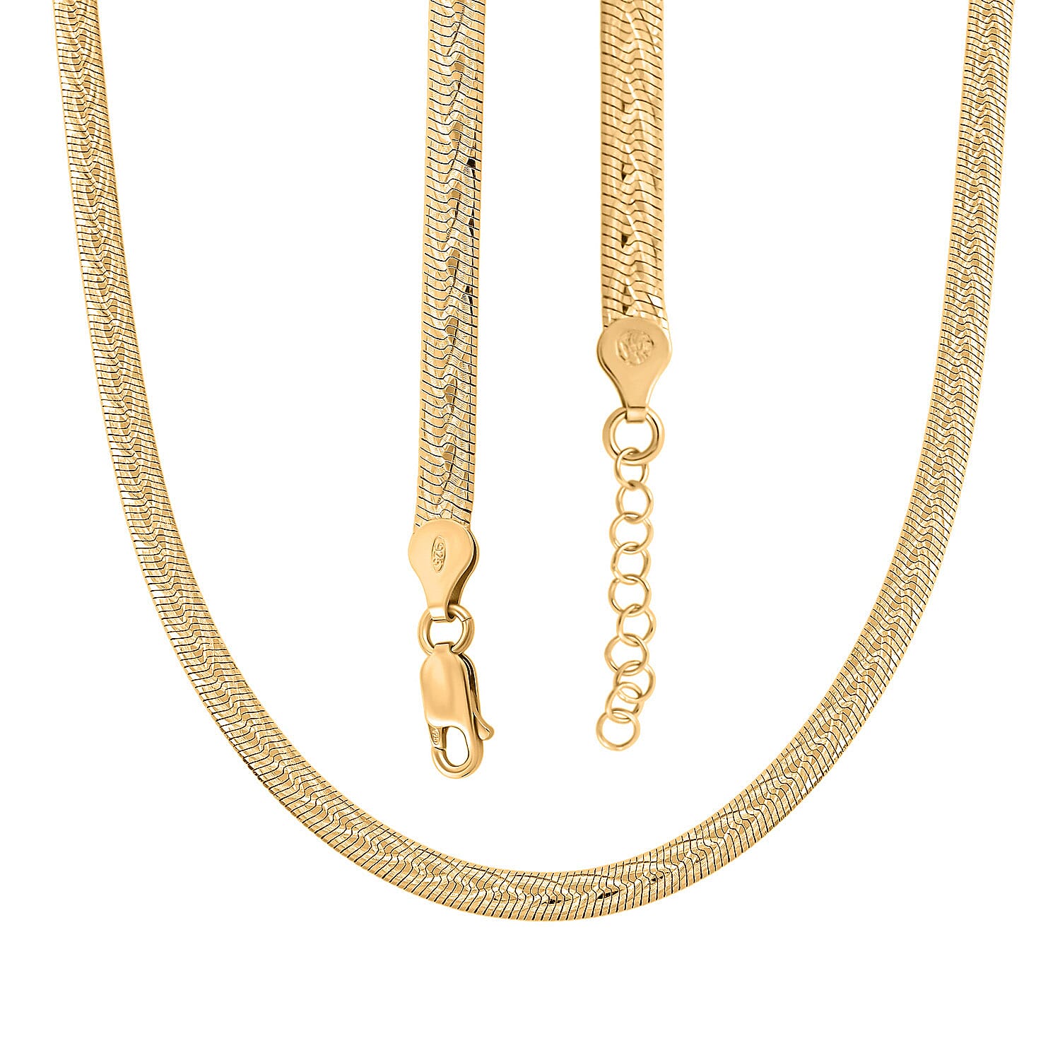 Italian Herringbone Chain Necklace in 14K Yellow Gold Over Sterling Silver 12.59 Grams 18 Inches
