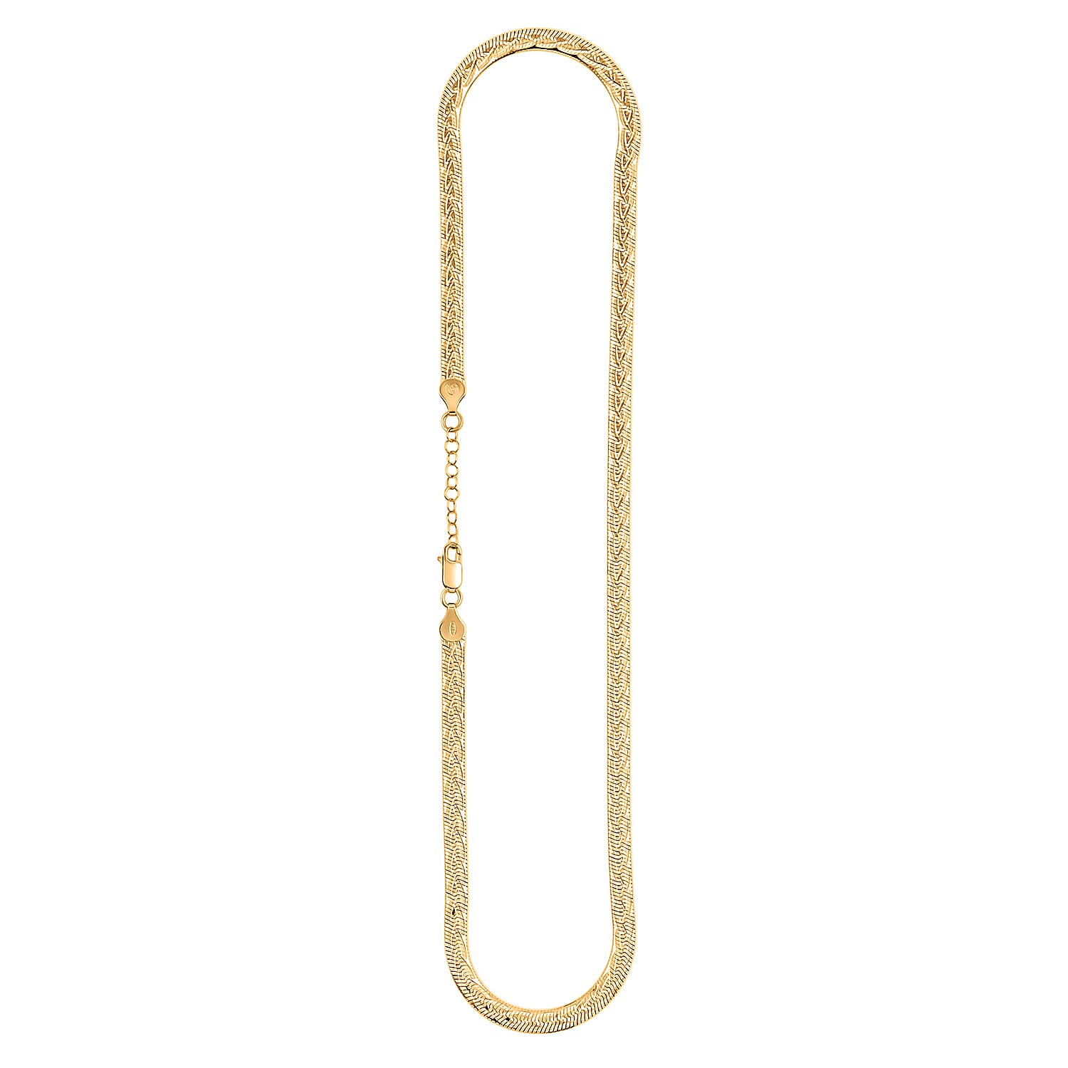 Italian Herringbone Chain Necklace in 14K Yellow Gold Over Sterling Silver 12.59 Grams 18 Inches