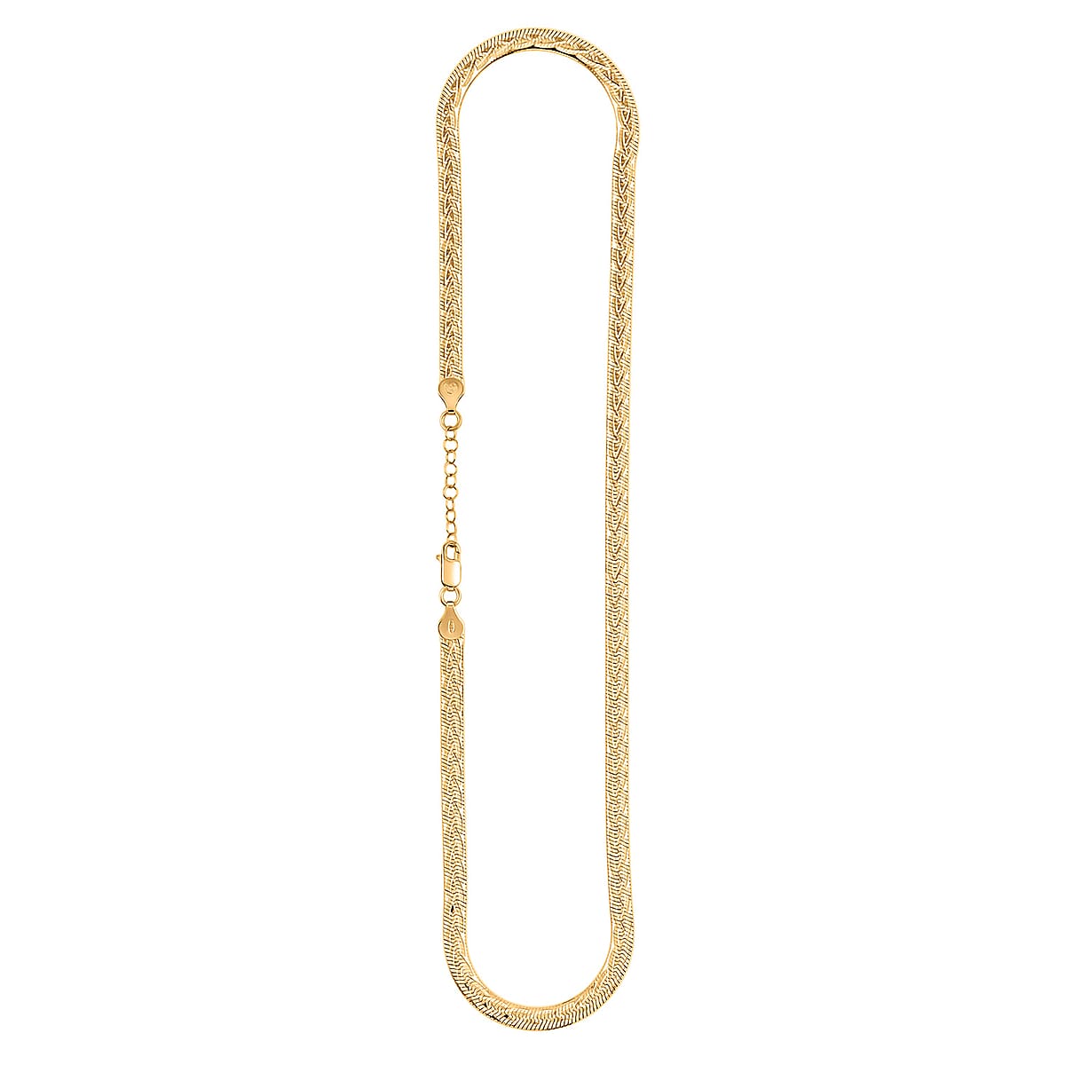 Italian Herringbone Chain Necklace in 14K Yellow Gold Over Sterling Silver 12.59 Grams 18 Inches image number 4