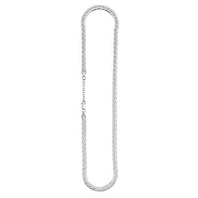 Italian Herringbone Chain Necklace in Rhodium Over Sterling Silver 12.42 Grams 18 Inches