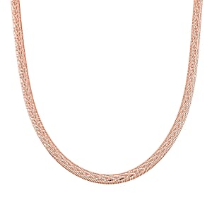 Italian Herringbone Chain Necklace in 14K Rose Gold Over Sterling Silver 12.64 Grams 18 Inches