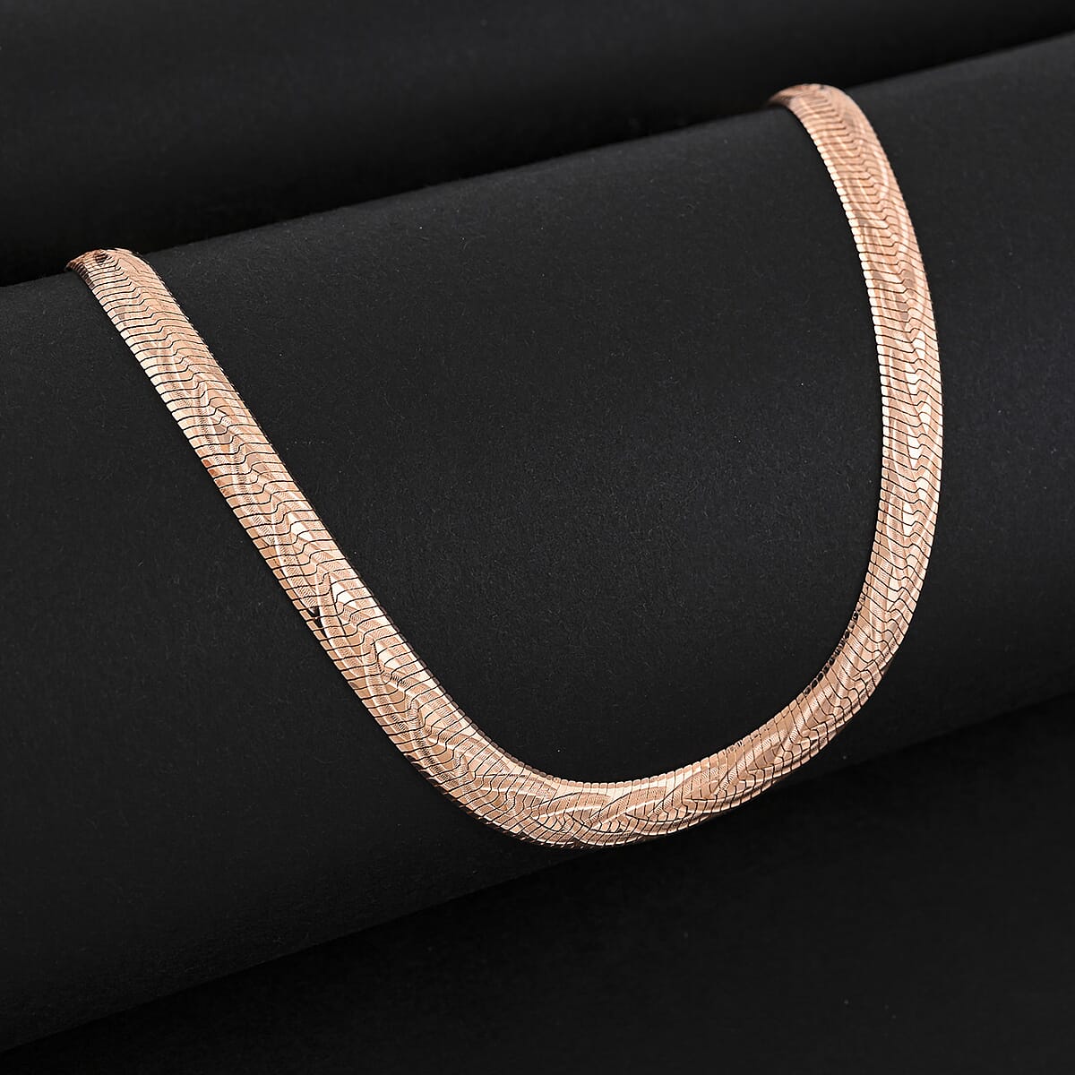 Italian Herringbone Chain Necklace in 14K Rose Gold Over Sterling Silver 12.64 Grams 18 Inches image number 1