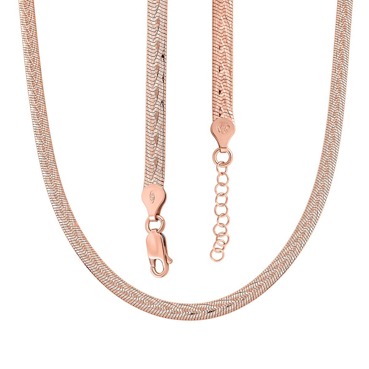Italian Herringbone Chain Necklace in 14K Rose Gold Over Sterling Silver 12.64 Grams 18 Inches image number 2