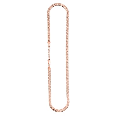 Italian Herringbone Chain Necklace in 14K Rose Gold Over Sterling Silver 12.64 Grams 18 Inches