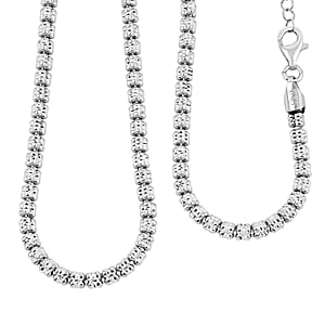 Doorbuster Italian Ice Chain Necklace in Rhodium Over Sterling Silver 19 Grams 18 Inches