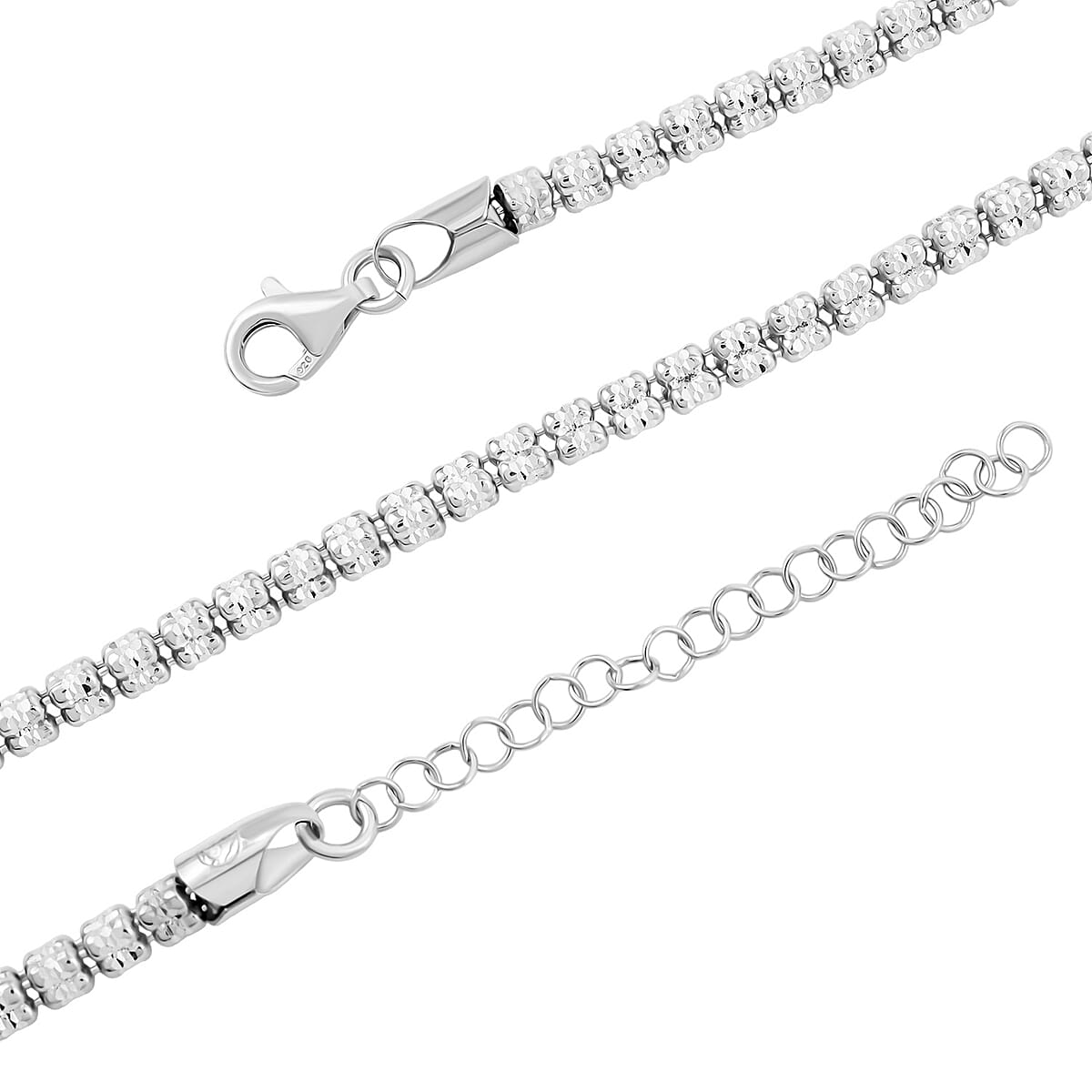 Doorbuster Italian Ice Chain Necklace in Rhodium Over Sterling Silver 19 Grams 18 Inches image number 3