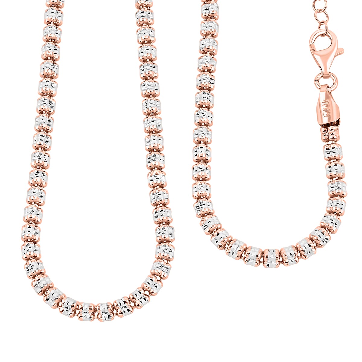 Doorbuster Italian Ice Chain Necklace in 14K RG Over and Sterling Silver 19 Grams 18 Inches image number 0