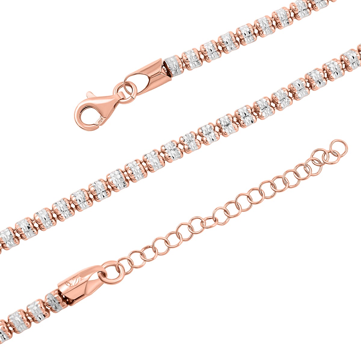 Doorbuster Italian Ice Chain Necklace in 14K RG Over and Sterling Silver 19 Grams 18 Inches image number 4